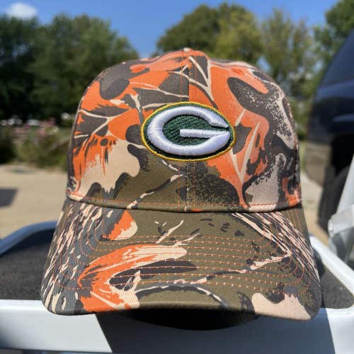Green Bay Packers Camouflage NFL Team Apparel Strapback Hat Hunting Down Hunger