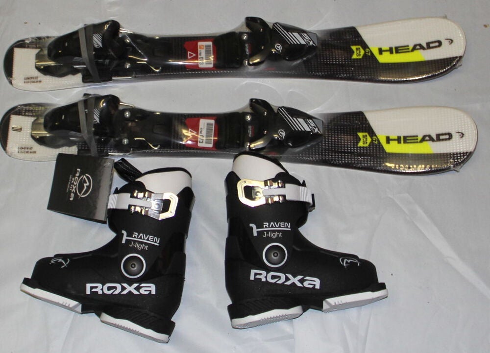 NEW 67cm HEAD Supershape team kids skis + bindings SX4.5 + ROXA boots 15.5 set