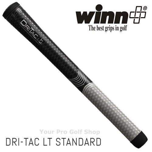 Winn Dri-Tac LT (Less Taper) Black Gray Standard Size Golf Grip 5LTDT-BKG