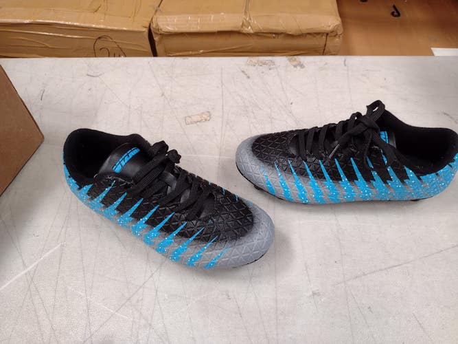Vizari Kids Bolt FG Outdoor  Soccer Shoes | Black/Sky Blue/Silver Size 3.5 | VZSE93372J-3.5