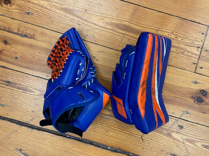 Used Regular American Made Custom Goalie Gear Glove and Blocker