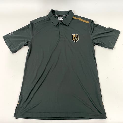 Brand New Grey with Gold Striple Fanatics Pro Team Issued Polo | Golden Knights | Senior Medium