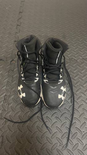Black Used Youth Kid's Size 4.0 (Women's 5.0) Molded Cleats Under Armour High Top