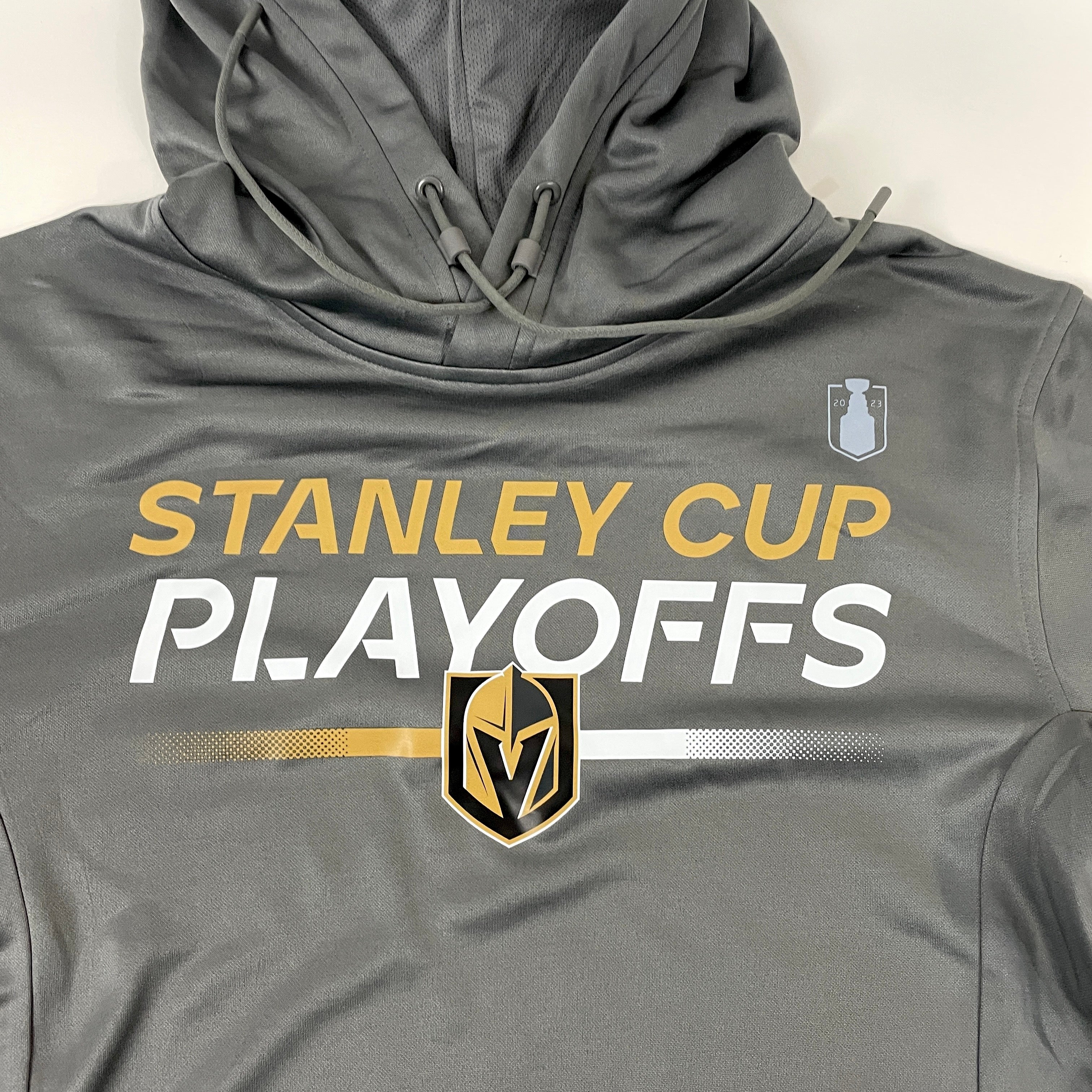 Brand New Grey Fanatics Pro Team Issued Stanley Cup Playoffs Hoodie, Golden Knights, Senior Medium