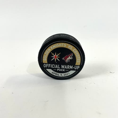 Used Vegas Golden Knights Warm Up Puck April 9, 2021 Against Arizona