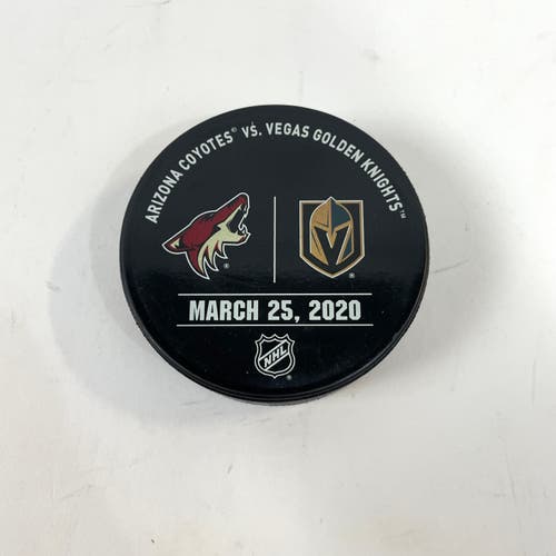 Used Vegas Golden Knights Warm Up Puck March 25, 2020 Against Arizona