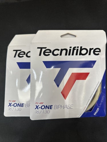 Tecnifibre X-One Biphase 16 Gauge 1.30mm Tennis String NEW Natural (2-pack)