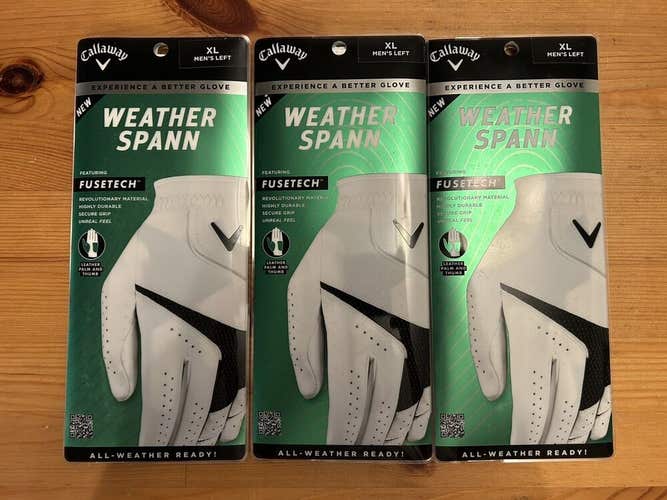 NEW Set of 3 Men's 2023 Callaway Weather Spann Golf Gloves Left Hand XL