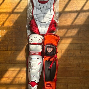 New All-Star CKW-AFX-LGE All Star Catcher's CP+LG Combo White/Scarlet