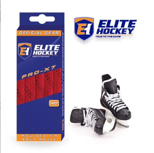New Elite Hockey Molded Tip Laces [Size 5.5-7/96"] (Red-3 Pack)