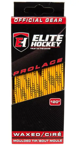 New Elite Hockey WAXED Molded Tip Laces [Size Youth 8 - Junior 3/72"] (Yellow-2 Pack)