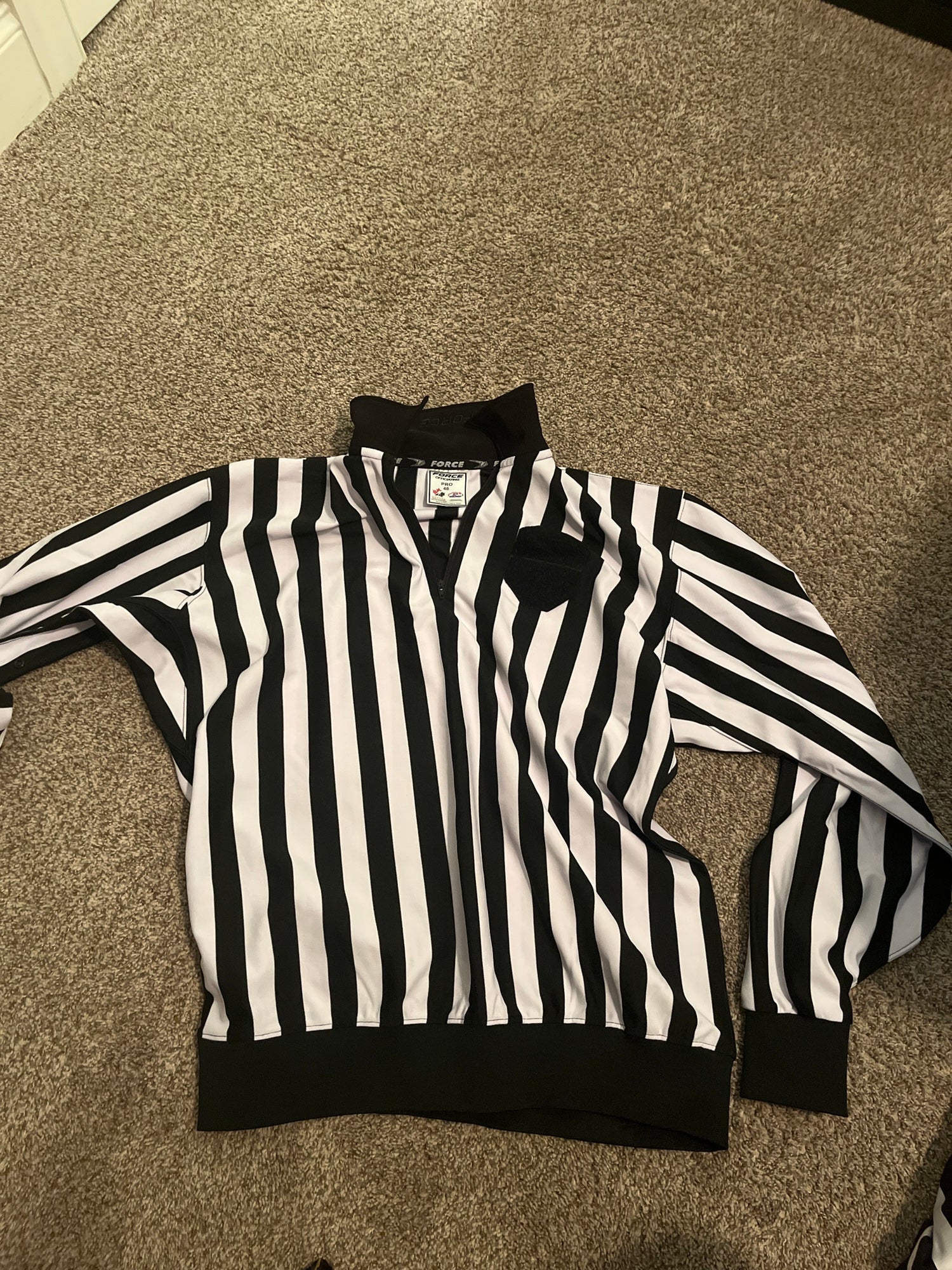 FORCE ELITE Pro Referee Jersey with black sleeve inserts and sewn-in  bands. Red or Orange