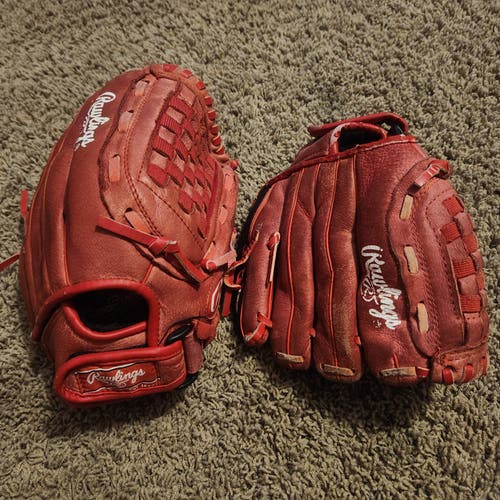 BUNDLE- Rawlings Right Hand Throw Highlight Series Baseball Glove 12" & 10.5 inch Left Hand glove