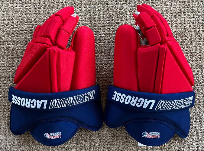 Maximum Lacrosse Box Lacrosse Goalie Gloves USA Indoor Lacrosse Team Issued