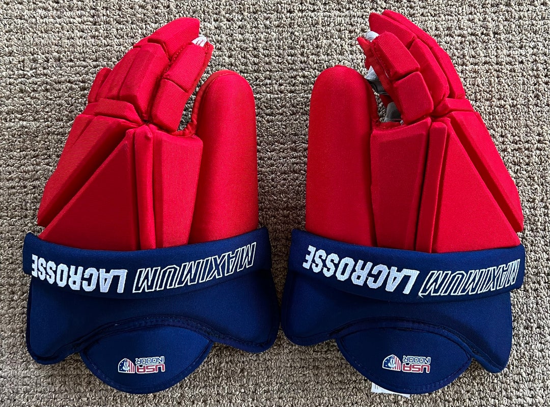 Maximum Lacrosse Box Lacrosse Goalie Gloves USA Indoor Lacrosse Team Issued