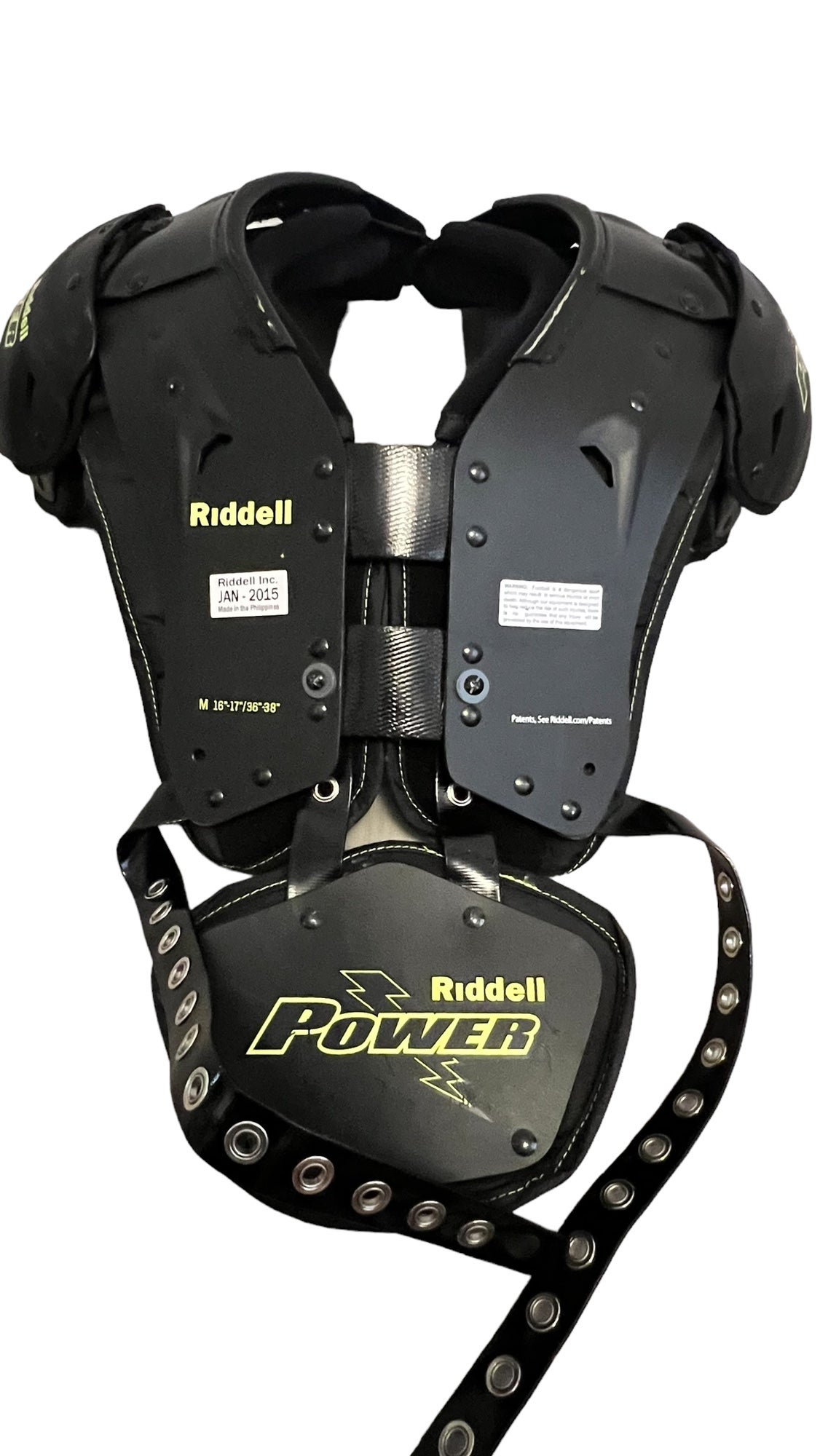 Riddell Power JVX Football Shoulder Pads Medium QB/WR 36-38 / 16-17 EUC