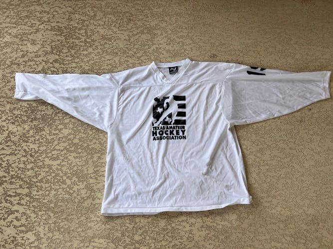 White Used XL Men's Texas Amateur Hockey Association K1 Jersey