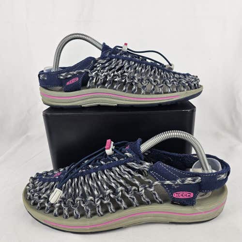 Size 9 Women's Keen Uneek 1014112 Blue Gray Pink Bungee Sandals Shoes