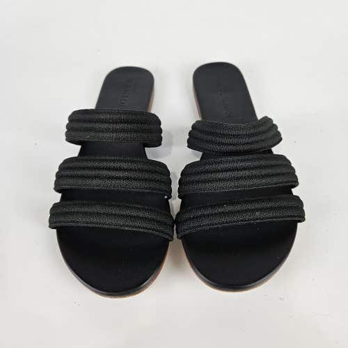 Rothy’s Triple Band Sandals Black Fabric Open Toe Slip On Shoes Size: 7.5