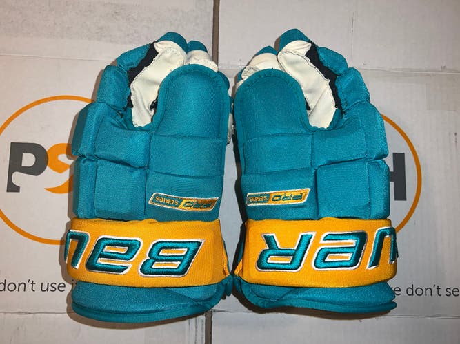 San Jose Sharks Reverse Retro 2 Bauer Pro Series Gloves Nieto 14”