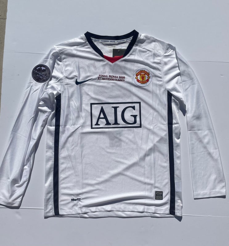 2008-2009 Manchester United Third White Long Sleeve Jersey UCL Final Roma