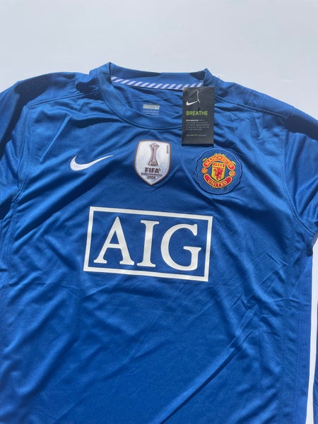 Cristiano Ronaldo 2008 2009 Away Blue Manchester United UCL Long Sleeve  Jersey With Patches