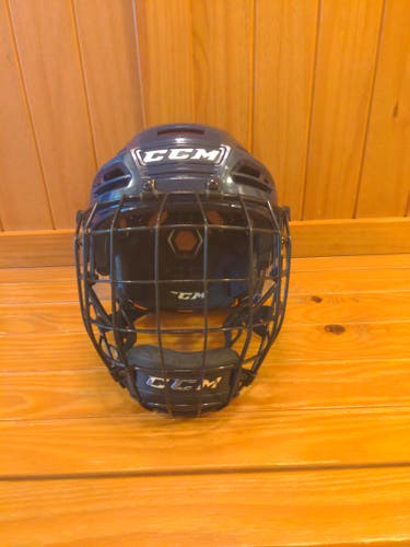 Used Medium CCM Tacks 710 Helmet with Cage - Navy