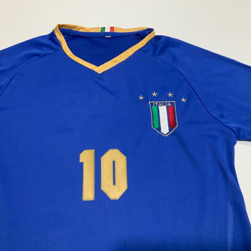 Italia Soccer Futbol Jersey - Vintage Replica Soccer - Blue/Gold Used - Youth (Medium)