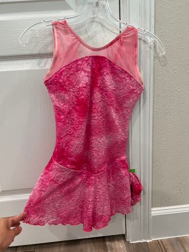 New Unicorn Sportswear Pink Sleeveless Figure Skating Dress Youth 12