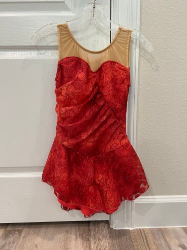 New Unicorn Sportswear Red Figure Skating Dress Adult Small