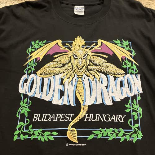Golden Dragon Budapest Hungary Mens Black Tee Large XL