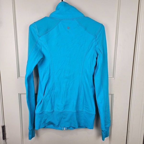 Lululemon Full Zip Track Jacket Running Yoga Blue Stretch Womens Size ~8