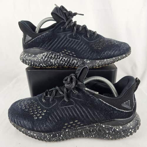 Size 8.5 - Mens Adidas AlphaBounce Core Black Speckle Suede Athletic Sneakers