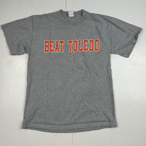 Vintage Bowling Green University Falcons Beat Toledo Graphic T-Shirt Gray Sz M