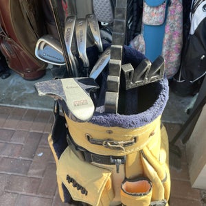 wilson mens golf set 7 pc in right hand : driver / putter / 5 irons , plus golf cart bag