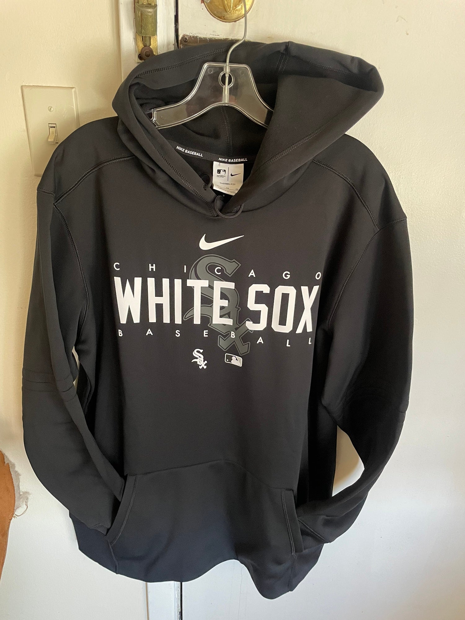 Nike Chicago White Sox Hoodie Mens Medium Black Gray Long Sleeve Logo MLB  READ