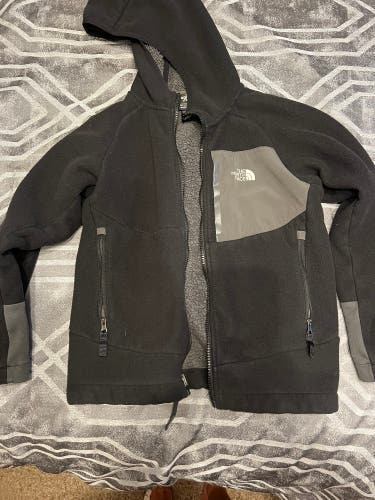 Northface Youth full zip hooded jacket fleece gray