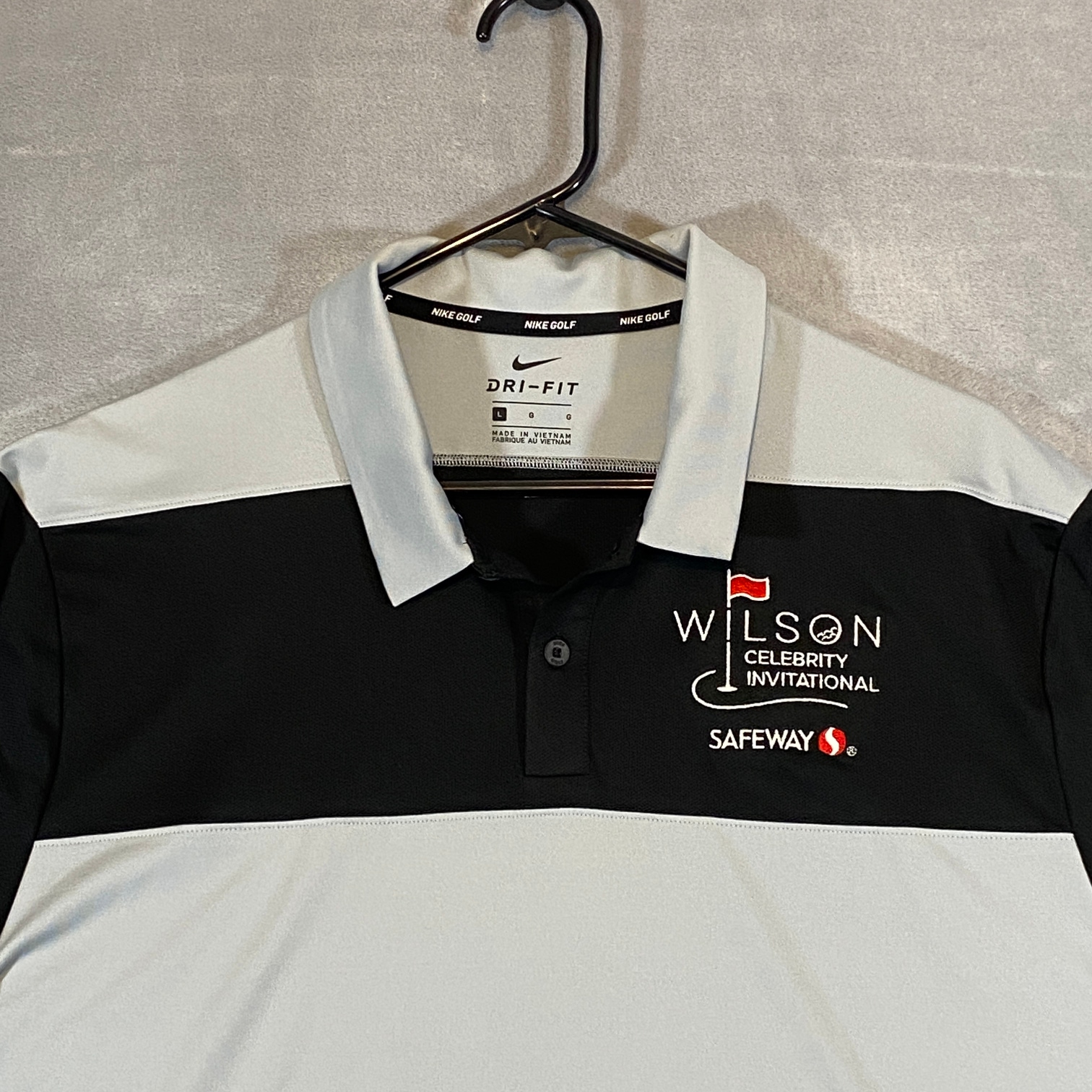 NIKE Golf Polo Shirt Mens Large Short Sleeve Russell Wilson Celeb Invitational