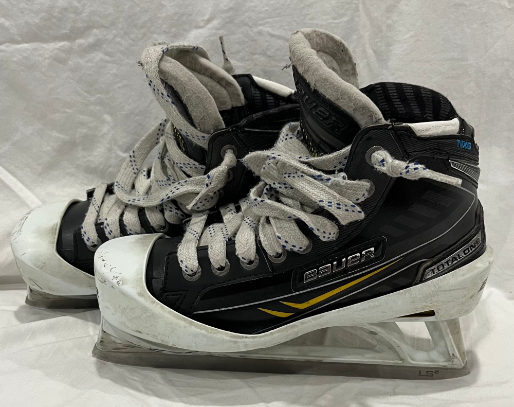 Junior Used Bauer Total One NXG Hockey Goalie Skates Regular Width Size 4.5