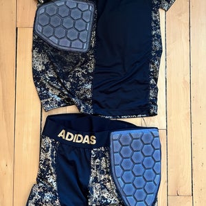 New - Adidas 5 Pad Gold Printed Integrated Football Shirt and Girdle Set