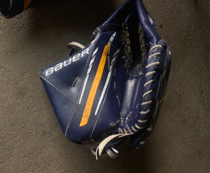 Bauer Navy Goalie Leg Pads, Glove & Blocker