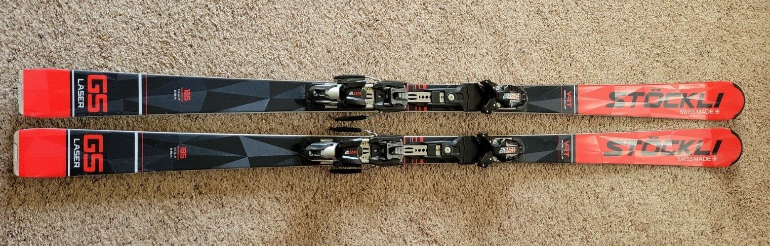 Stockli Laser VRT Worldcup GS Laser 185 with WRT binding and race plate r 19.4