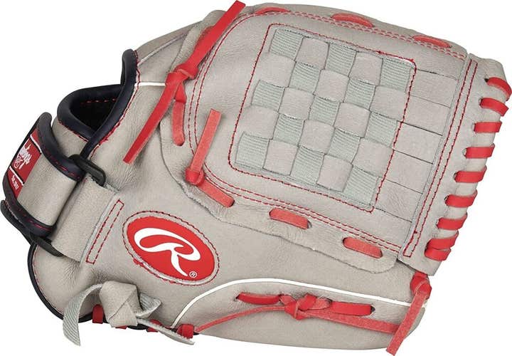 NWT Rawlings Sure Catch Mike Trout 11 Inch T-Ball Youth Baseball Glove Grey Red