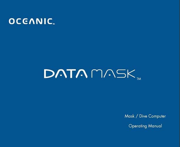 Oceanic DataMask Scuba Dive Wireless Computer Operating Manual Printed Data Mask