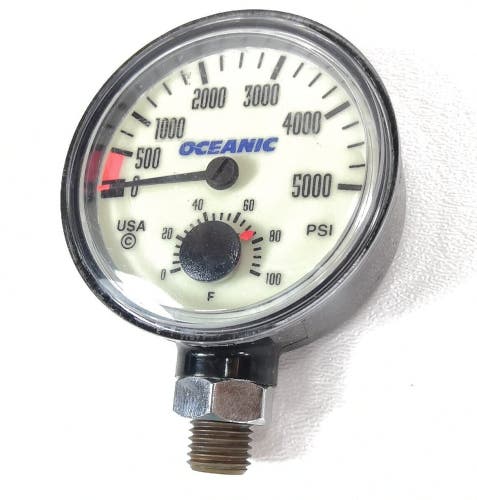 Oceanic 5000 PSI SPG Submersible Pressure Gauge + Thermometer 5,000 Scuba  #3349
