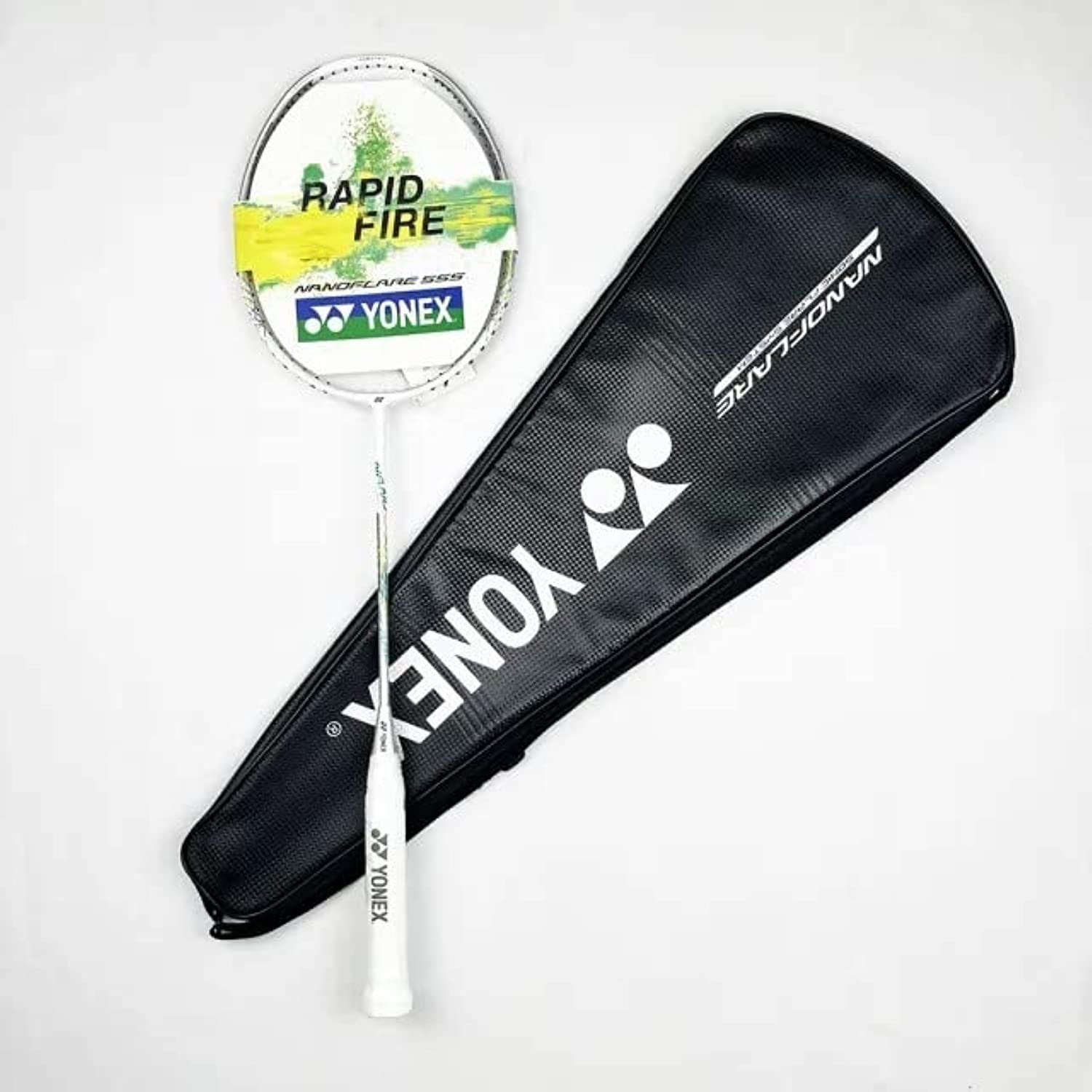 Yonex Nanoflare 555 Pre Strung Badminton Racquet, 4U5, Matt White SidelineSwap