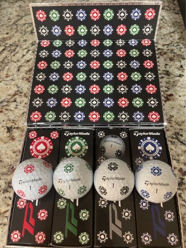 New Limited Edition TaylorMade TP5 pix POKER Golf Balls *Rare* - 4 Balls (1 of each color)