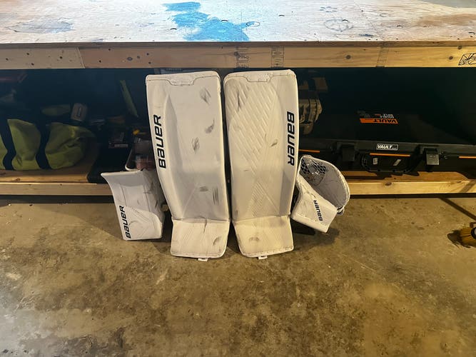 35" Bauer  Ultrasonic Goalie Leg Pads With Supreme M5 Glove And Blocker