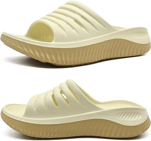 KuaiLu Womens Recovery Sandals Plantar Fasciitis Size 8 Beige