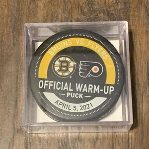 Boston Bruins vs Philadelphia Flyers April 5, 2021 Warm-Up Game Used Puck 2